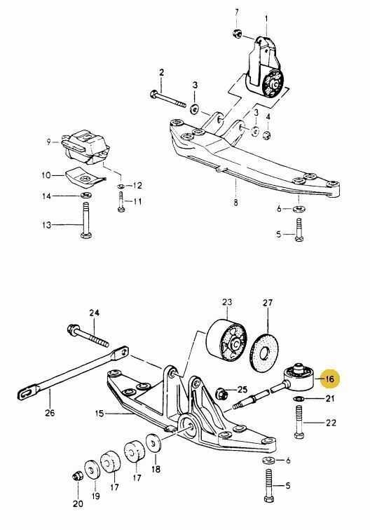 Porsche 964 993 4WD Transmission Mount Support 96437507004 - Fresh Stock Dated December 2025