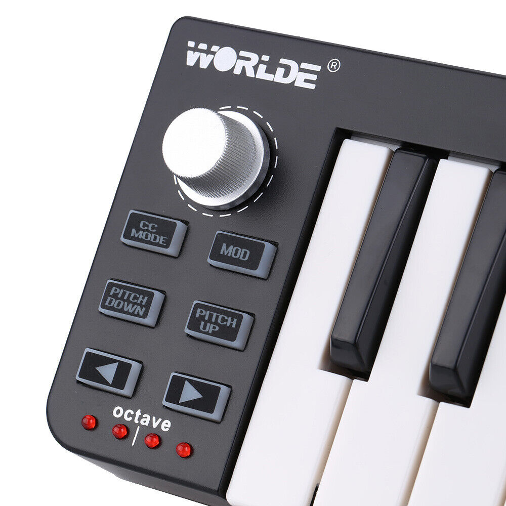 Worlde 25 Portable Keyboard Mini 25- USB MIDI Controller Keyboard Y1Y7 - Fresh Stock Dated December 2025