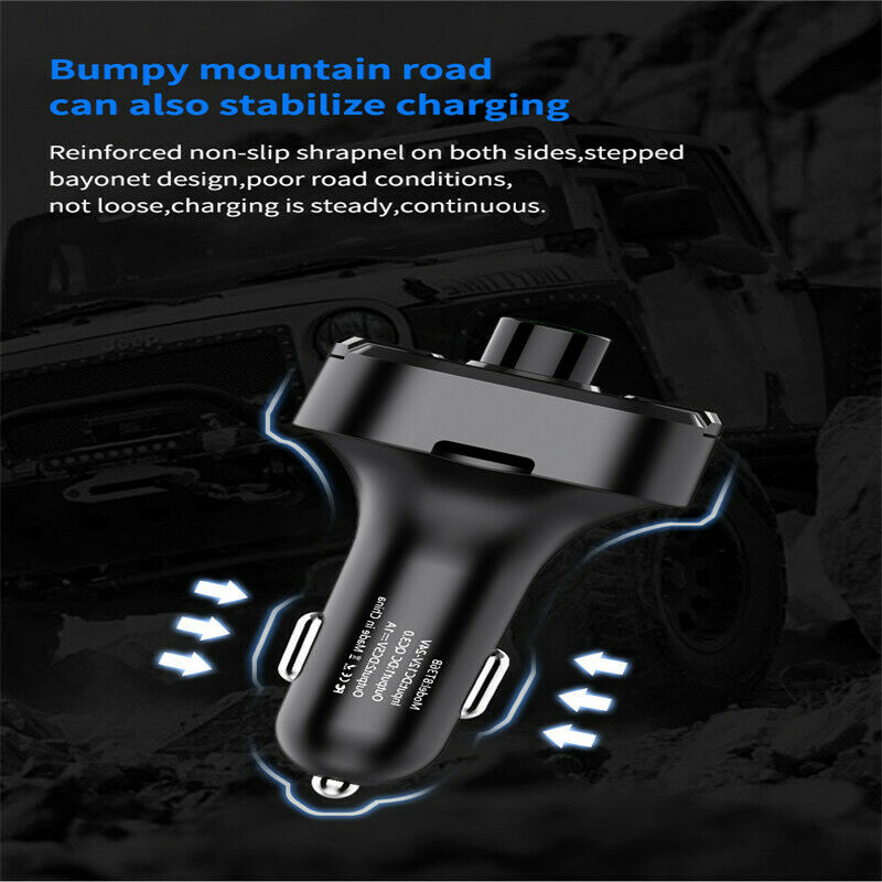 Wireless Bluetooth 5.0 FM Transmitter Handsfree Kit QC3.0 Car Dual USB Charger - Fresh Stock Dated December 2025