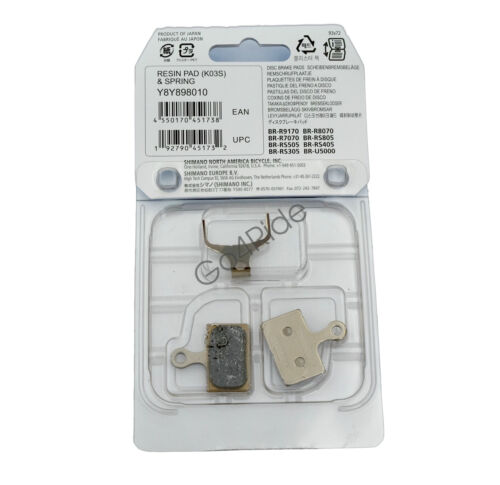 1 Pair Shimano Road Bike Disc Brake Resin Pad (K03S) & Spring - Fresh Stock Dated December 2025