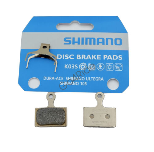1 Pair Shimano Road Bike Disc Brake Resin Pad (K03S) & Spring - Fresh Stock Dated December 2025