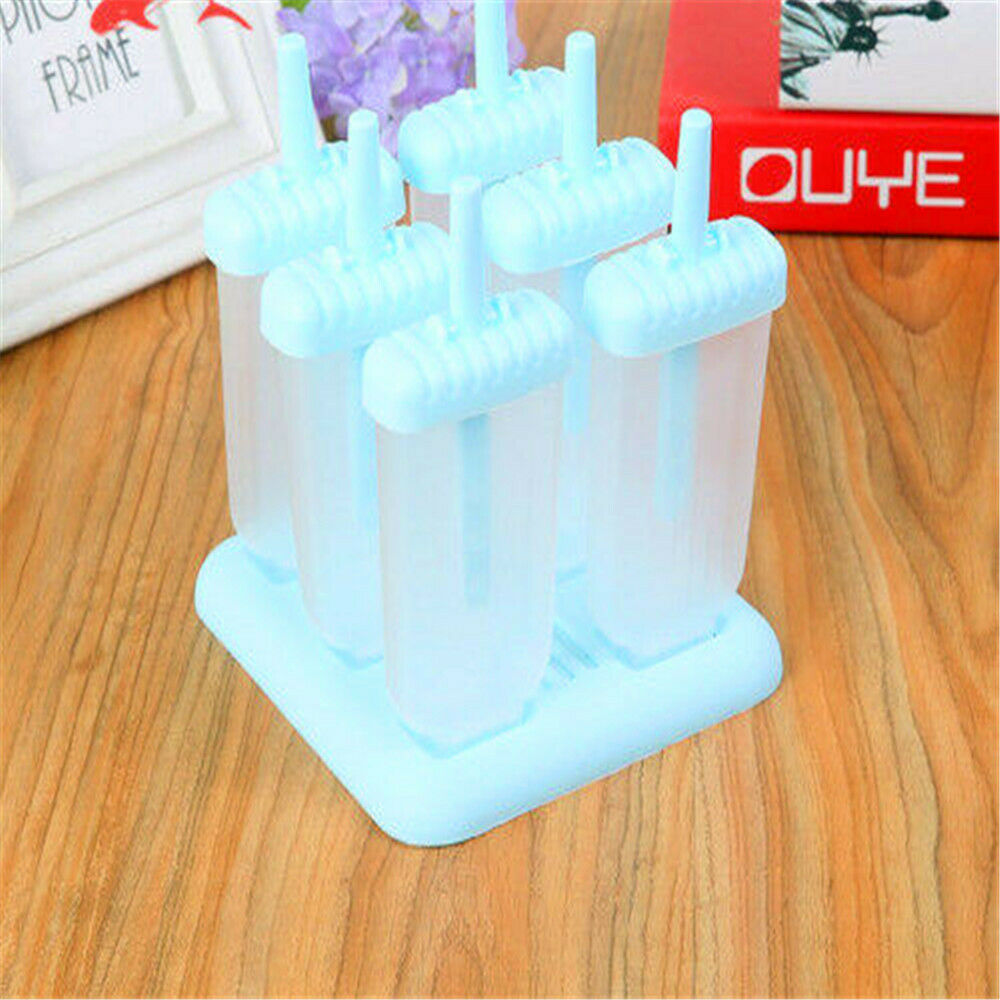 DIY Pop Frozen Mold 6 Cell Ice Cream Popsicle Maker Lolly Mould Tray Kitchen - Fresh Stock Dated February 2026