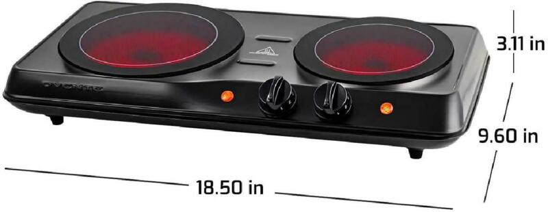 Double Burner Electric Cooking Stove 1700W Portable Infrared  Camping Two Plate - Fresh Stock Dated February 2026