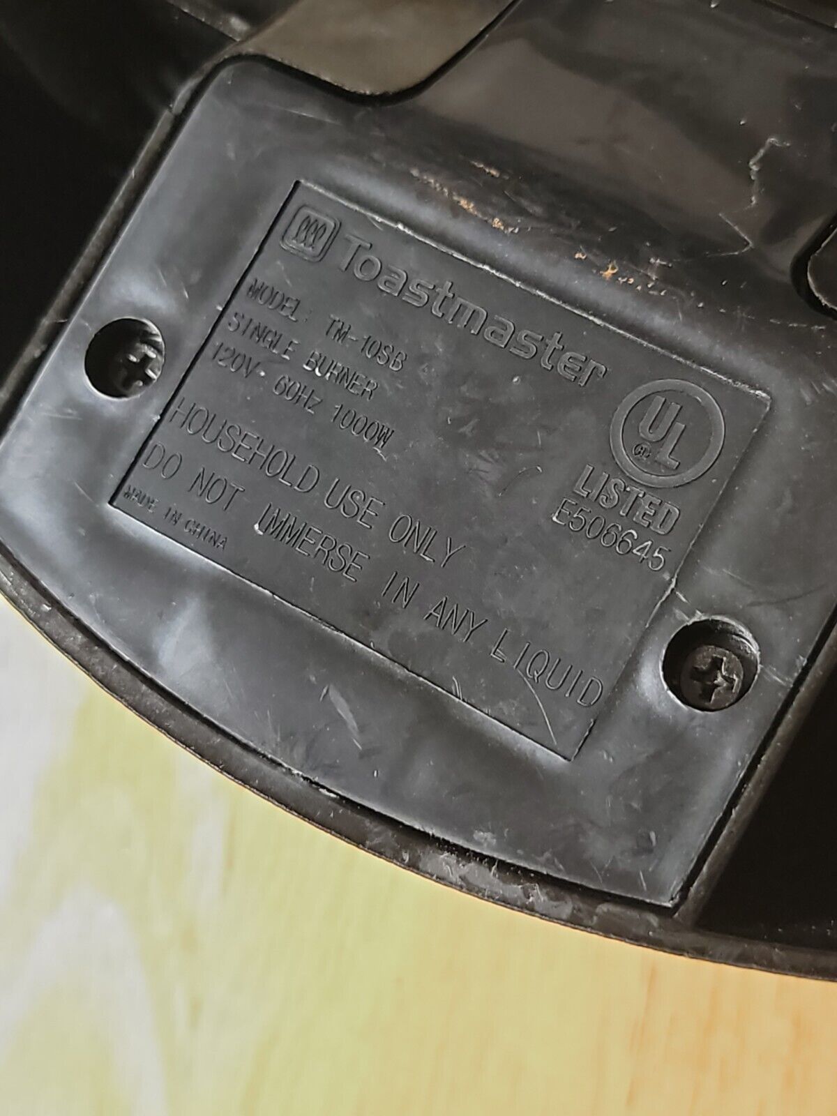 Toastmaster Single Burner 1000W Hot Plate Model TM-10SB Used - Fresh Stock Dated February 2026