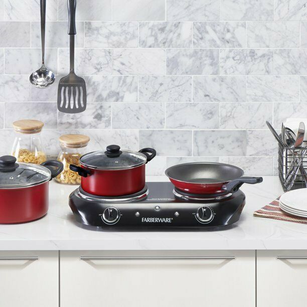 Electric Cooktop Burner 1800W Hot Plate Portable 2 Burners Kitchen Cooking Stove - Fresh Stock Dated February 2026