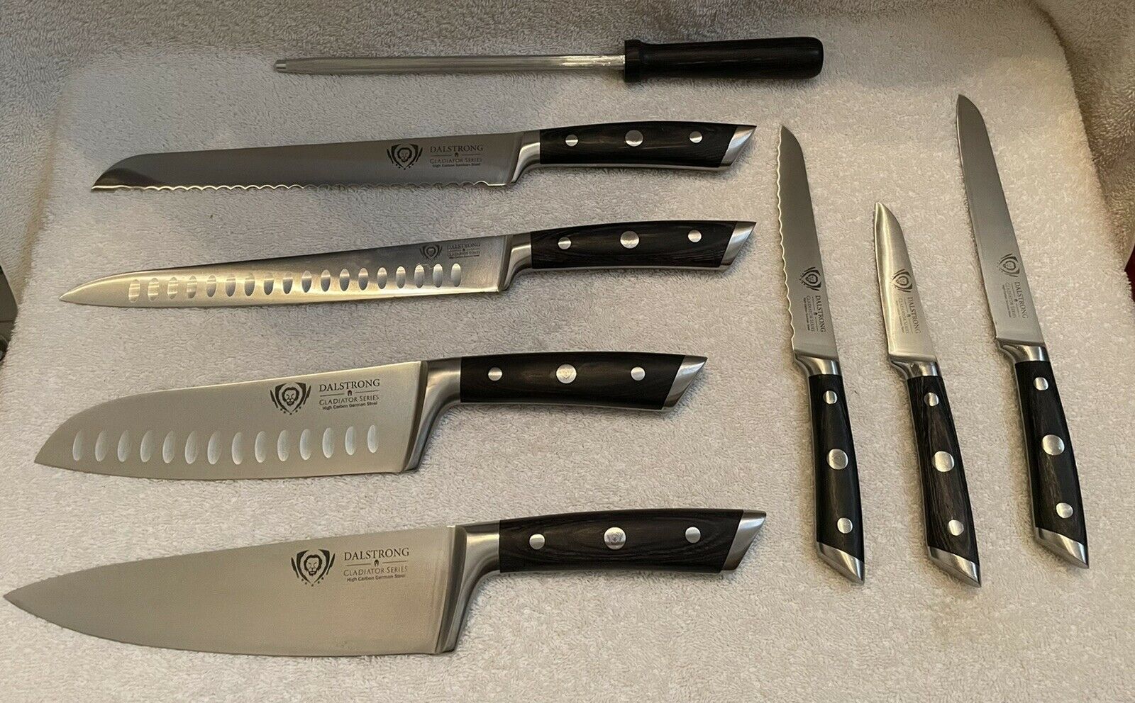 USED DALSTRONG Knife Block Set 8 Pc Gladiator Series German READ DESCRIPTION - Fresh Stock Dated January 2026