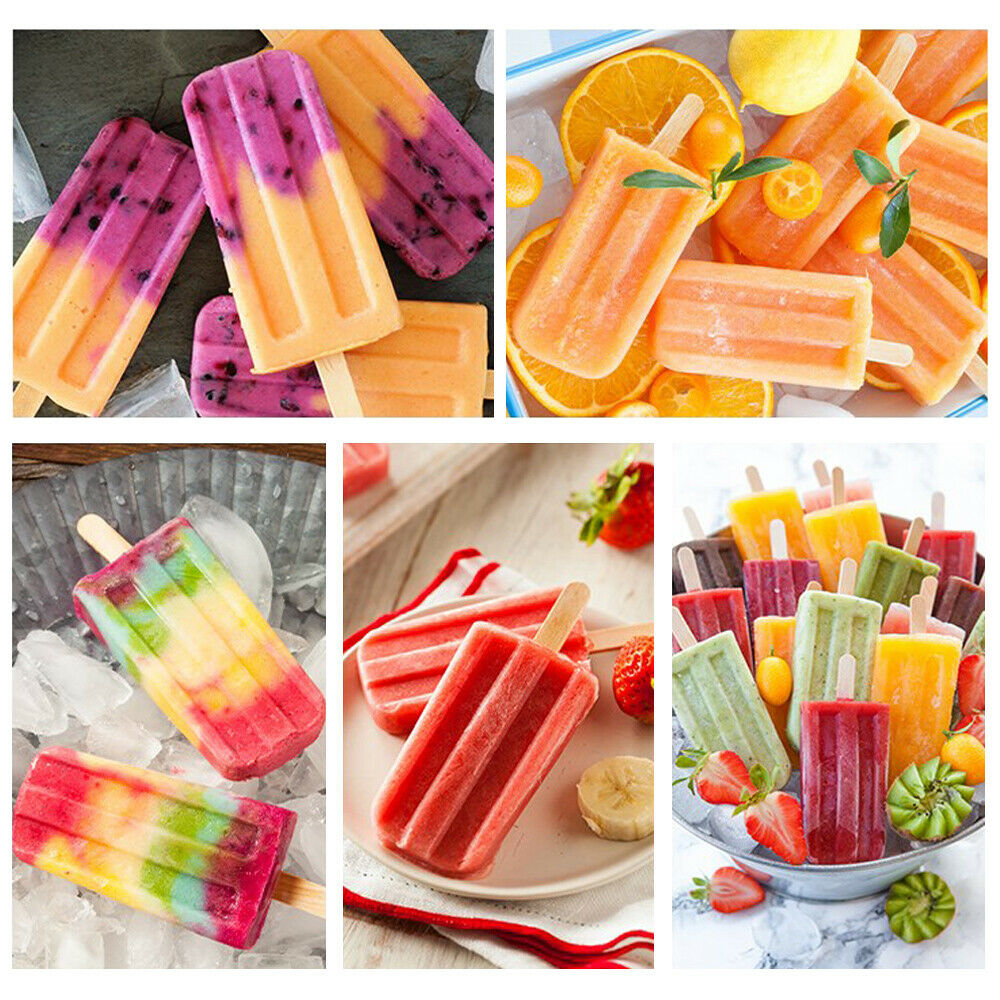 10 Cell Popsicle Molds Silicone DIY Frozen Ice Cream Mold Ice Lolly Pop Maker US - Fresh Stock Dated February 2026