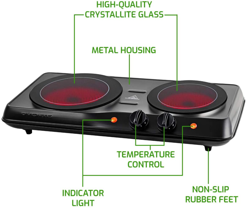 Double Burner Electric Cooking Stove 1700W Portable Infrared  Camping Two Plate - Fresh Stock Dated February 2026
