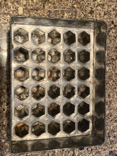Vintage Industrial 30 Slot Tin Paleta Popsicle Mold Cutlery Caddy Desk Organizer - Fresh Stock Dated February 2026