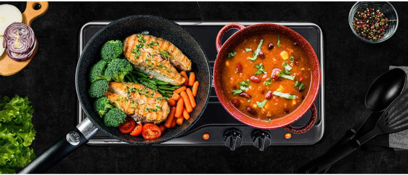 Double Burner Electric Cooking Stove 1700W Portable Infrared  Camping Two Plate - Fresh Stock Dated February 2026