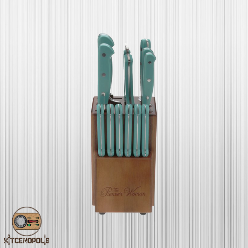 Kitchen Knife Set 14 Pieces Cutlery Block Durable Stainless Steel Gift Turquoise - Fresh Stock Dated January 2026
