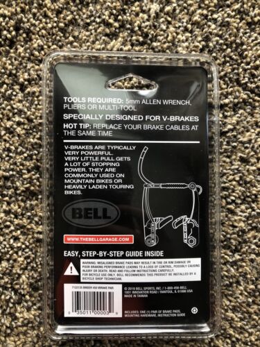 Bell Sports Binder 450 Replacement V-Brake Pads, Black BRAND NEW Factory Sealed - Fresh Stock Dated December 2025