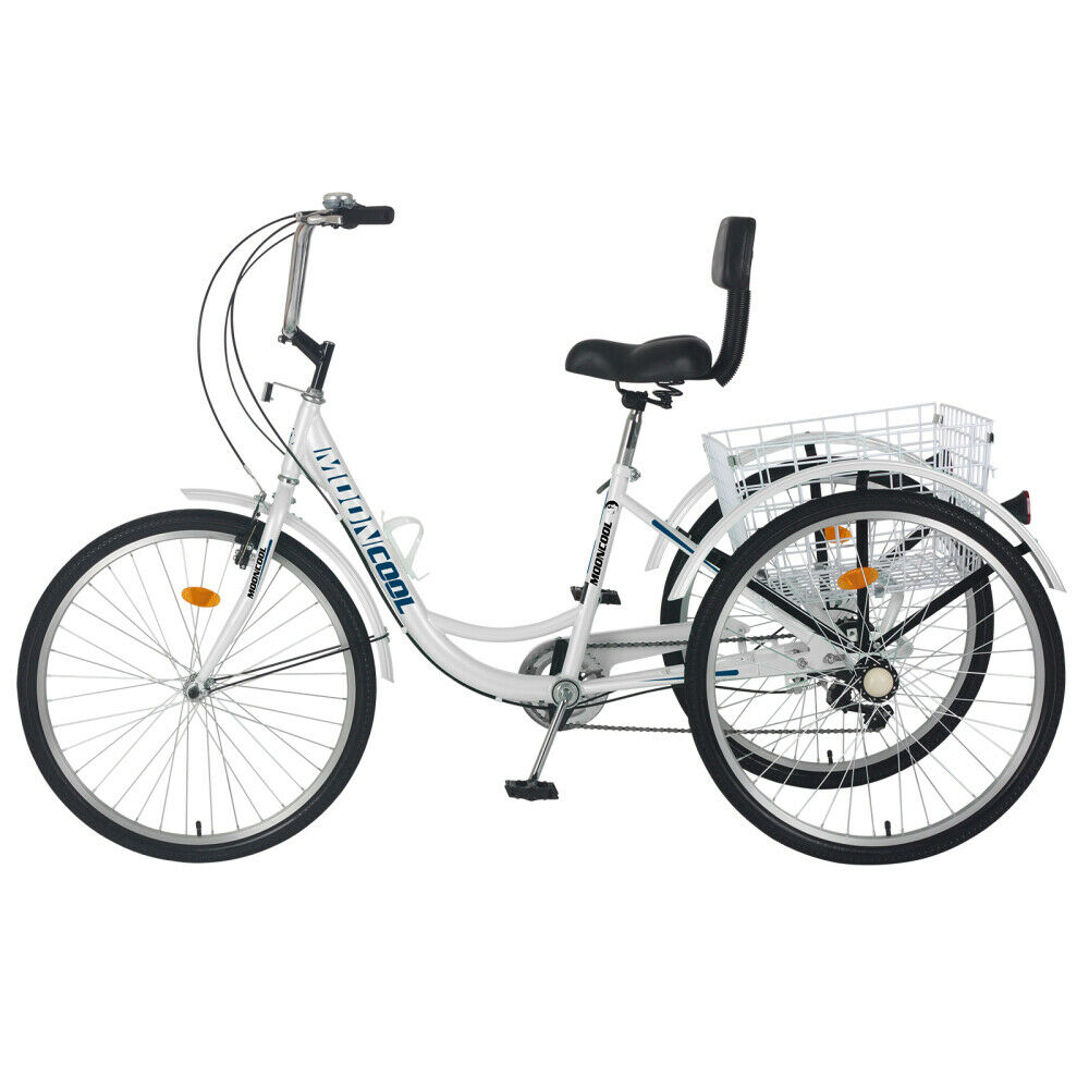 26 inch 7 Speed 3 Wheel Tricycle Bicycle Bike Adults Cruiser w/Basket&Backrest - Fresh Stock Dated January 2026