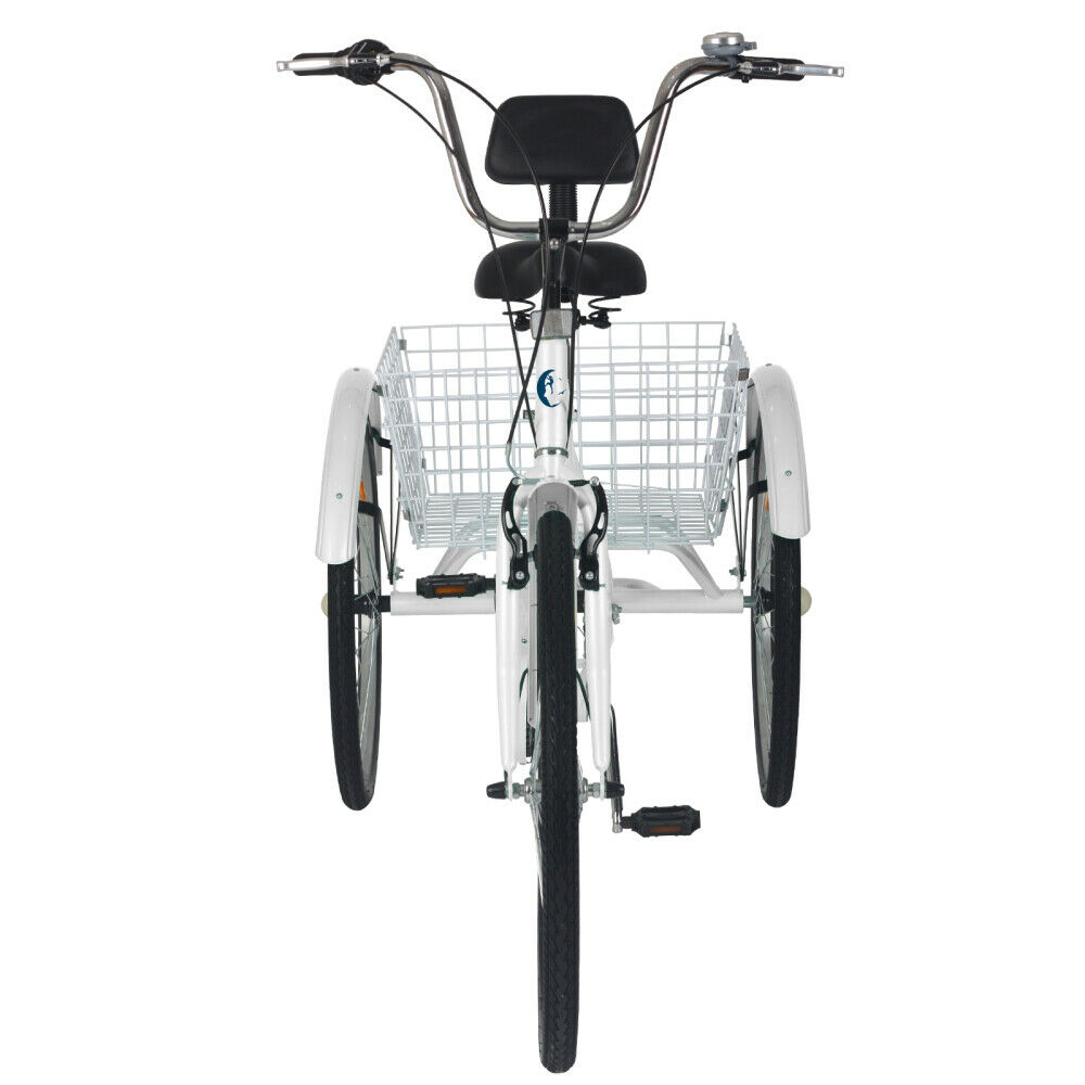 26 inch 7 Speed 3 Wheel Tricycle Bicycle Bike Adults Cruiser w/Basket&Backrest - Fresh Stock Dated January 2026