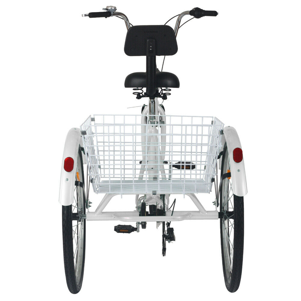 26 inch 7 Speed 3 Wheel Tricycle Bicycle Bike Adults Cruiser w/Basket&Backrest - Fresh Stock Dated January 2026