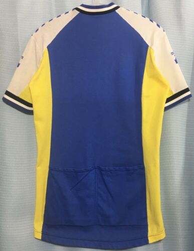 M VINTAGE 1980s DESCENTE JAPAN Cycling Jersey YELLOW Royal Blue 65% COTTON BLEND - Fresh Stock Dated December 2025