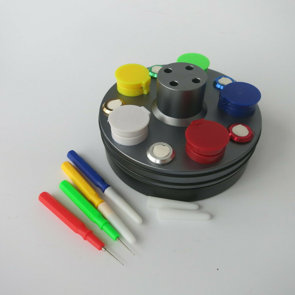 Die Cast Round Oil Cup Stand w/ 5 Cups and 4 Dip Oilers for Watch Repair G9723D - Fresh Stock Dated December 2025