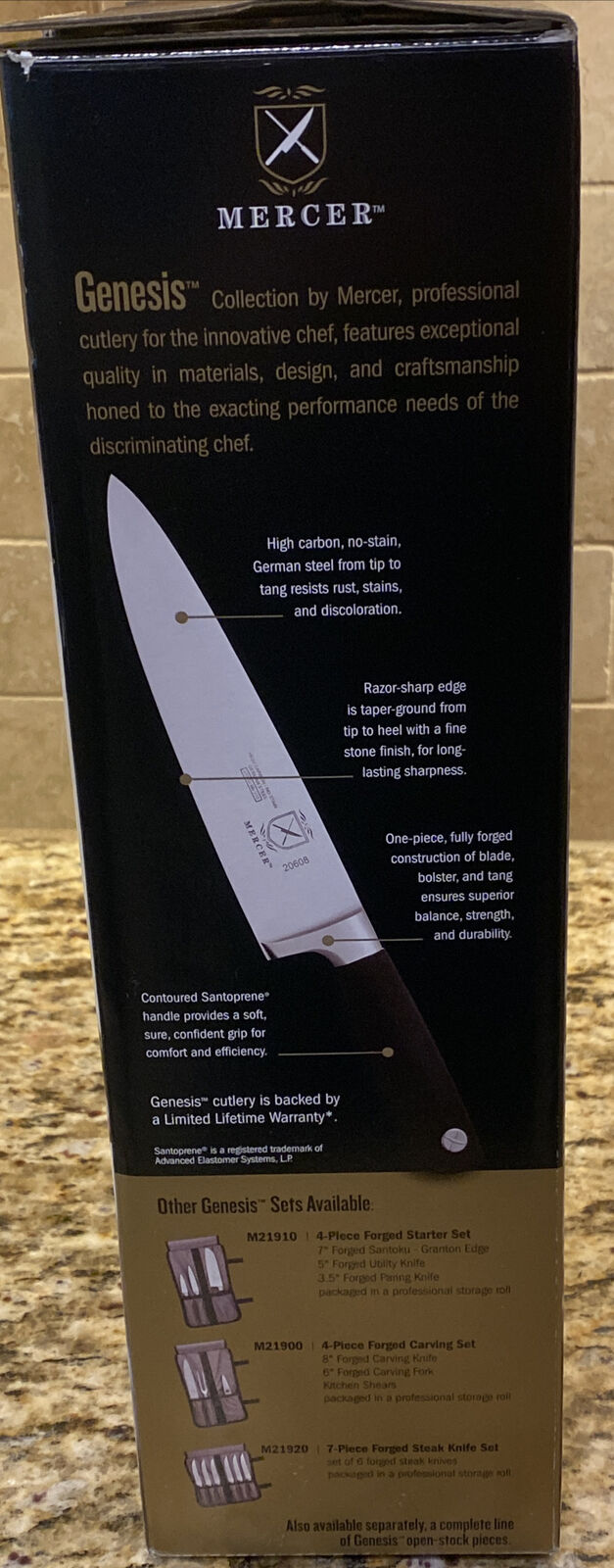 NEW! Mercer Culinary M20000 Genesis Stainless & Glass Knife Block Set Cutlery - Fresh Stock Dated January 2026