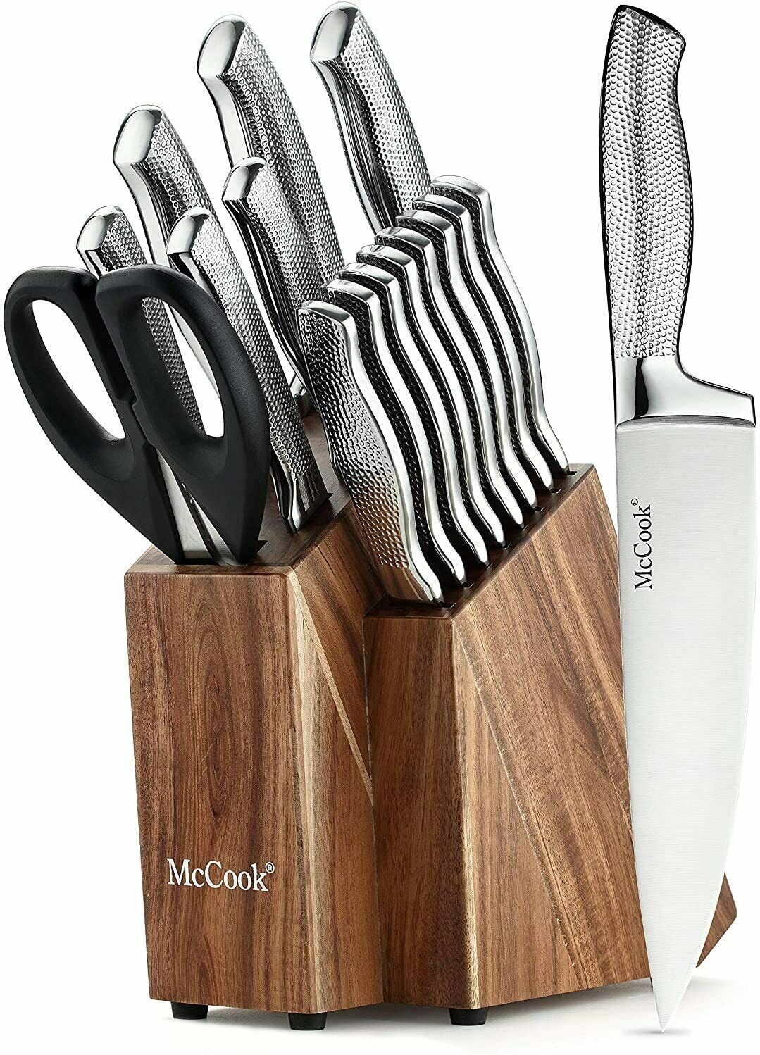 McCook 17-Piece Kitchen Knife Block Set Stainless Steel Cutlery Steak Knife Set - Fresh Stock Dated February 2026