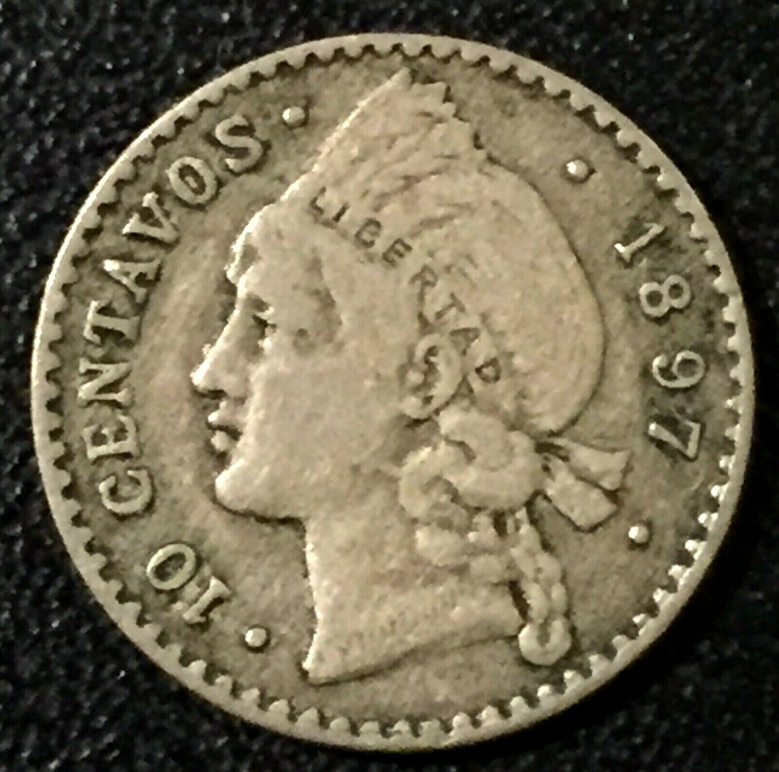 DOMINICAN REPUBLIC 10 Centavos 1897-A Silver VF - Fresh Stock Dated December 2025