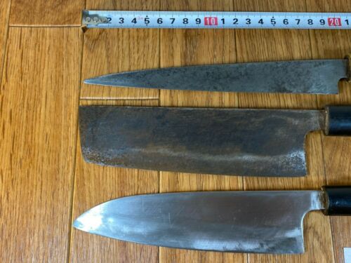 Japanese Chef's Kitchen Knife Set 3 Piece YANAGIBA NAKIRI SANTOKU Japan UK228 - Fresh Stock Dated January 2026