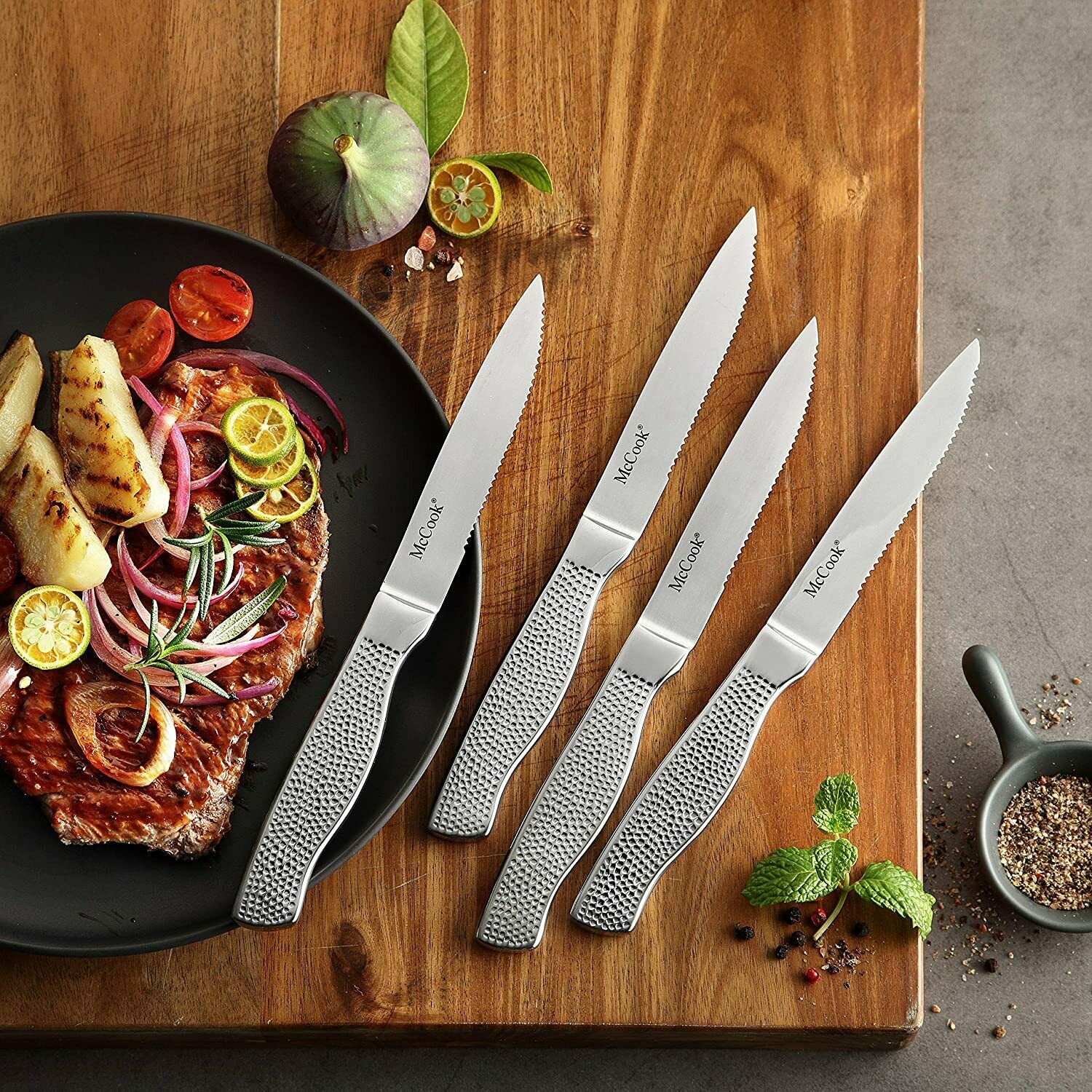 McCook 17-Piece Kitchen Knife Block Set Stainless Steel Cutlery Steak Knife Set - Fresh Stock Dated February 2026