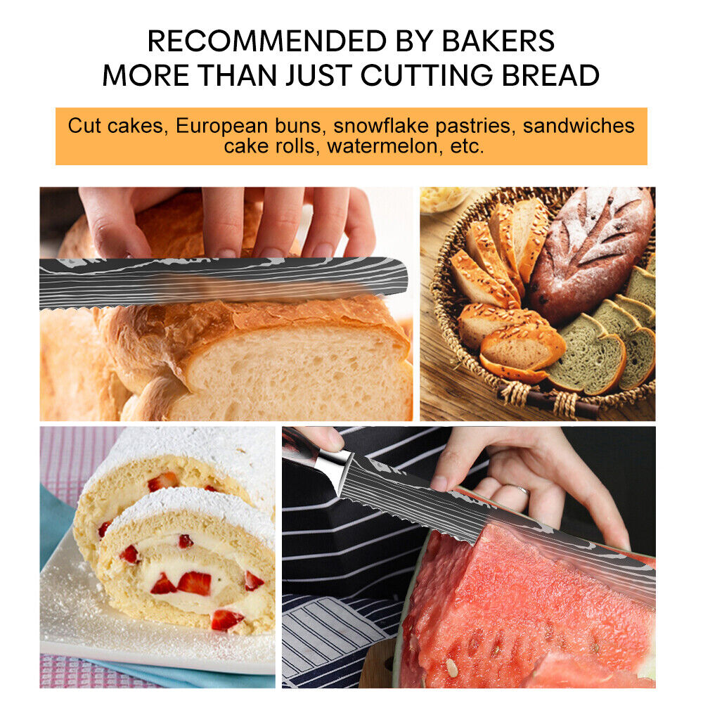 Kitchen Knife Set Stainless Steel Damascus Pattern Sharp Knives Sharp Japanese - Fresh Stock Dated February 2026