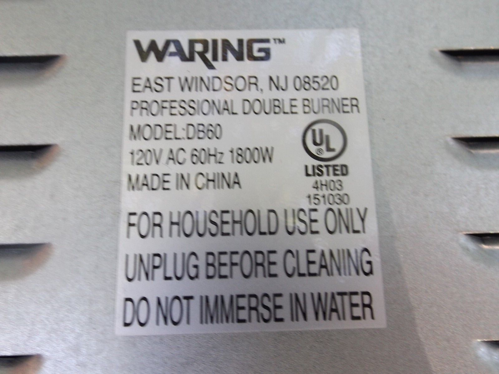 Waring Commercial DB60Heavy-Duty Commercial Cast-Iron Double Burner - Fresh Stock Dated February 2026