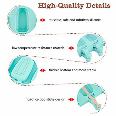 2 Set Moldes Silicona Reutilizables Para Paletas De Helado Con 100 Palos Madera - Fresh Stock Dated February 2026