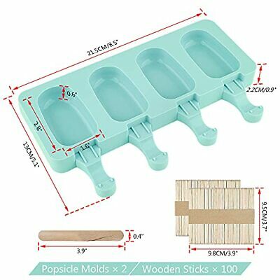 2 Set Moldes Silicona Reutilizables Para Paletas De Helado Con 100 Palos Madera - Fresh Stock Dated February 2026