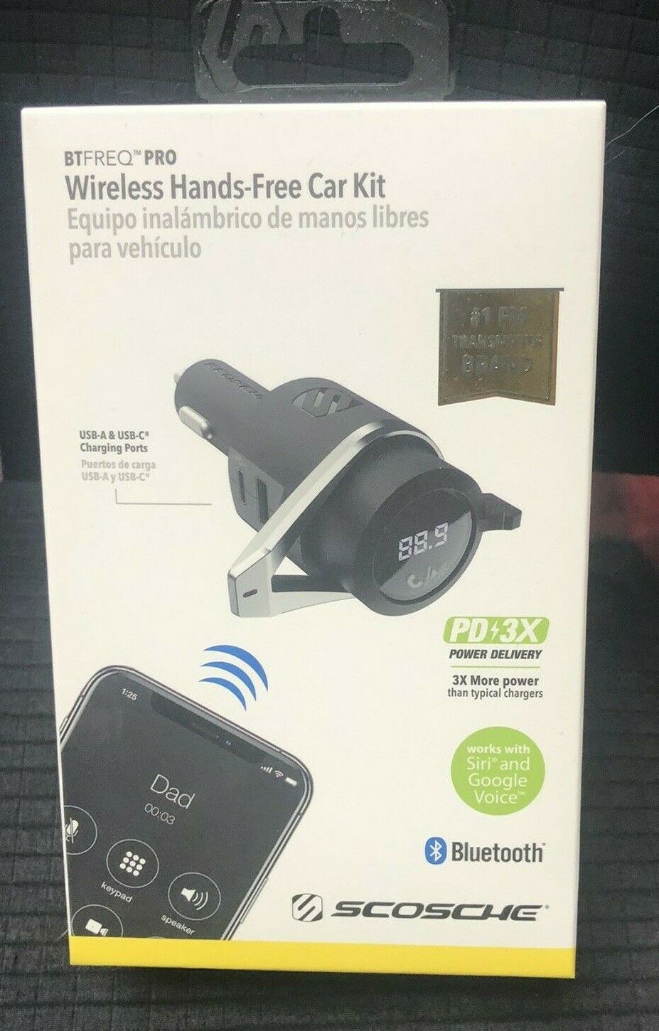 Scosche BTFreq Pro Wireless Hands-Free Car Kit - USB-C, Bluetooth, FM, Dual USB - Fresh Stock Dated January 2026