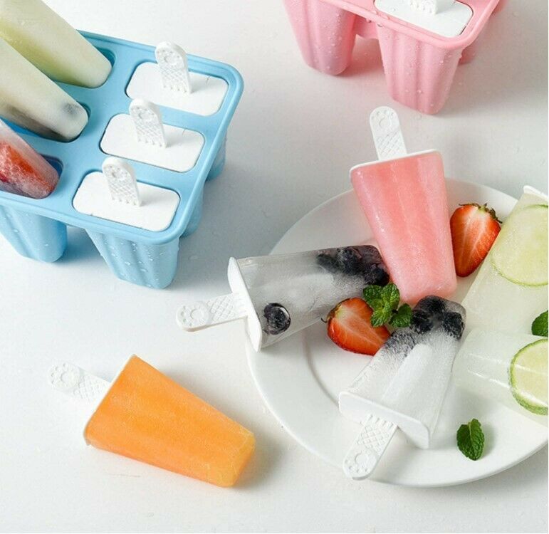 Moldes caseros para paletas de hielo Cepillo 6 cavidades - Embudo de silicona - Fresh Stock Dated February 2026
