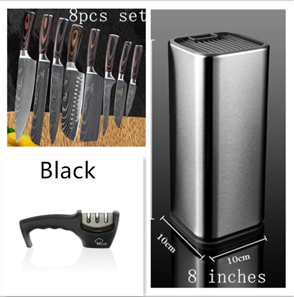 Kitchen Knife Set Japanese Stainless Steel Chef's Knives With Block Sharpener - Fresh Stock Dated January 2026