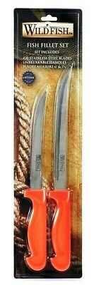 WILD FISH Fillet Knife 2 pc Set Bait Orange CHN WFF19 - Fresh Stock Dated January 2026