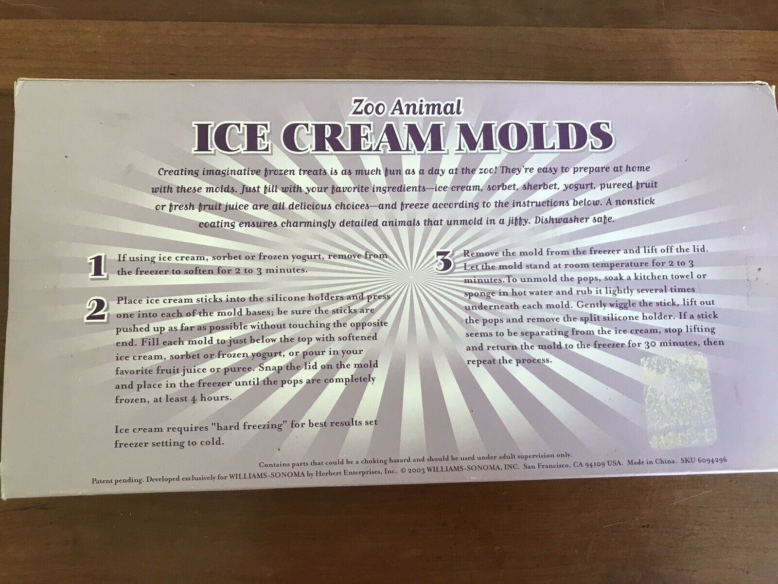 Williams Sonoma Zoo Animals Ice Cream Molds NEW - Fresh Stock Dated February 2026