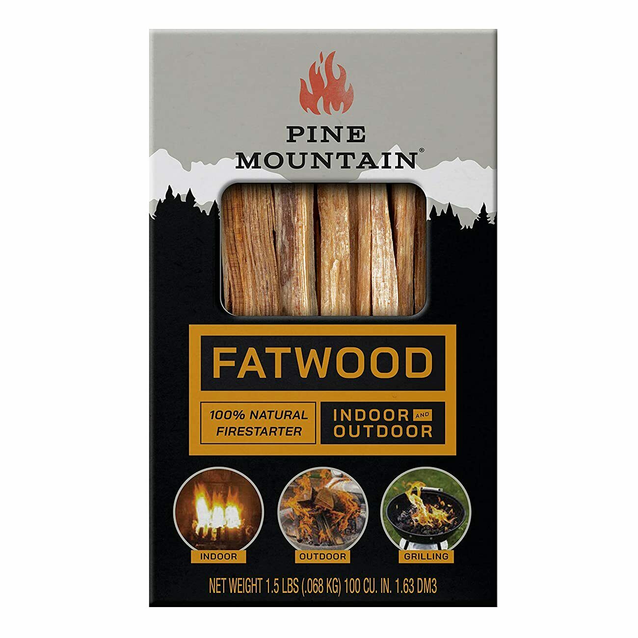 Pine Mountain, Indoo StarterStikk 100% Fatwood, 1.5 Pound Firestarting Sticks - Fresh Stock Dated December 2025