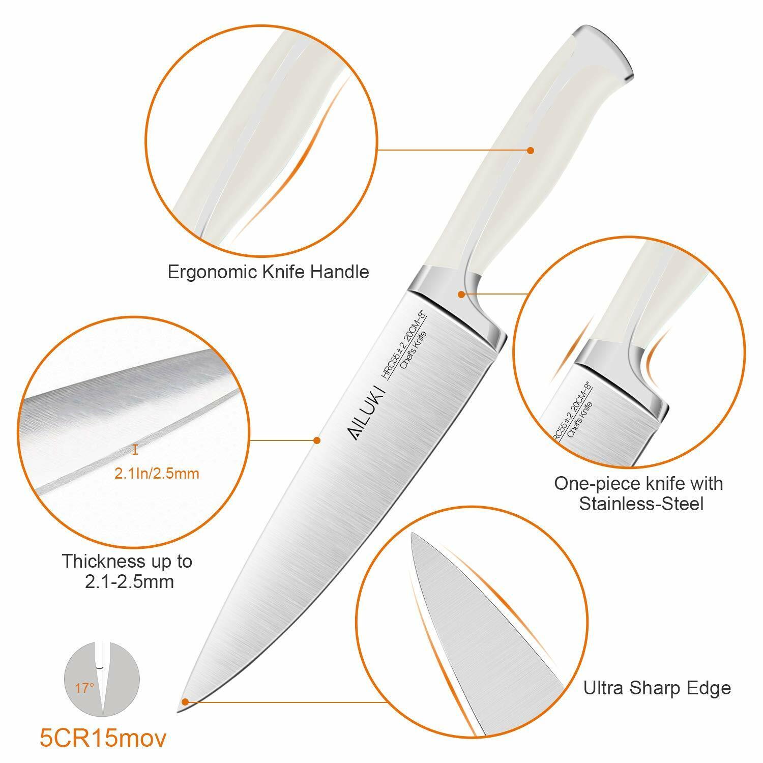 19-Piece Professional Chef Kitchen Knife Set with Block Wooden German Stainless - Fresh Stock Dated February 2026