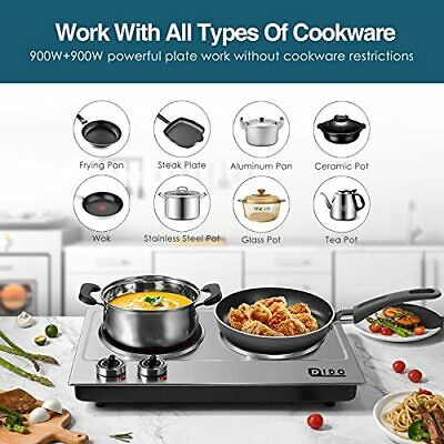 1800W Ceramic Electric Hot Plate for Cooking, Dual Infrared Double Hot Plates - Fresh Stock Dated February 2026