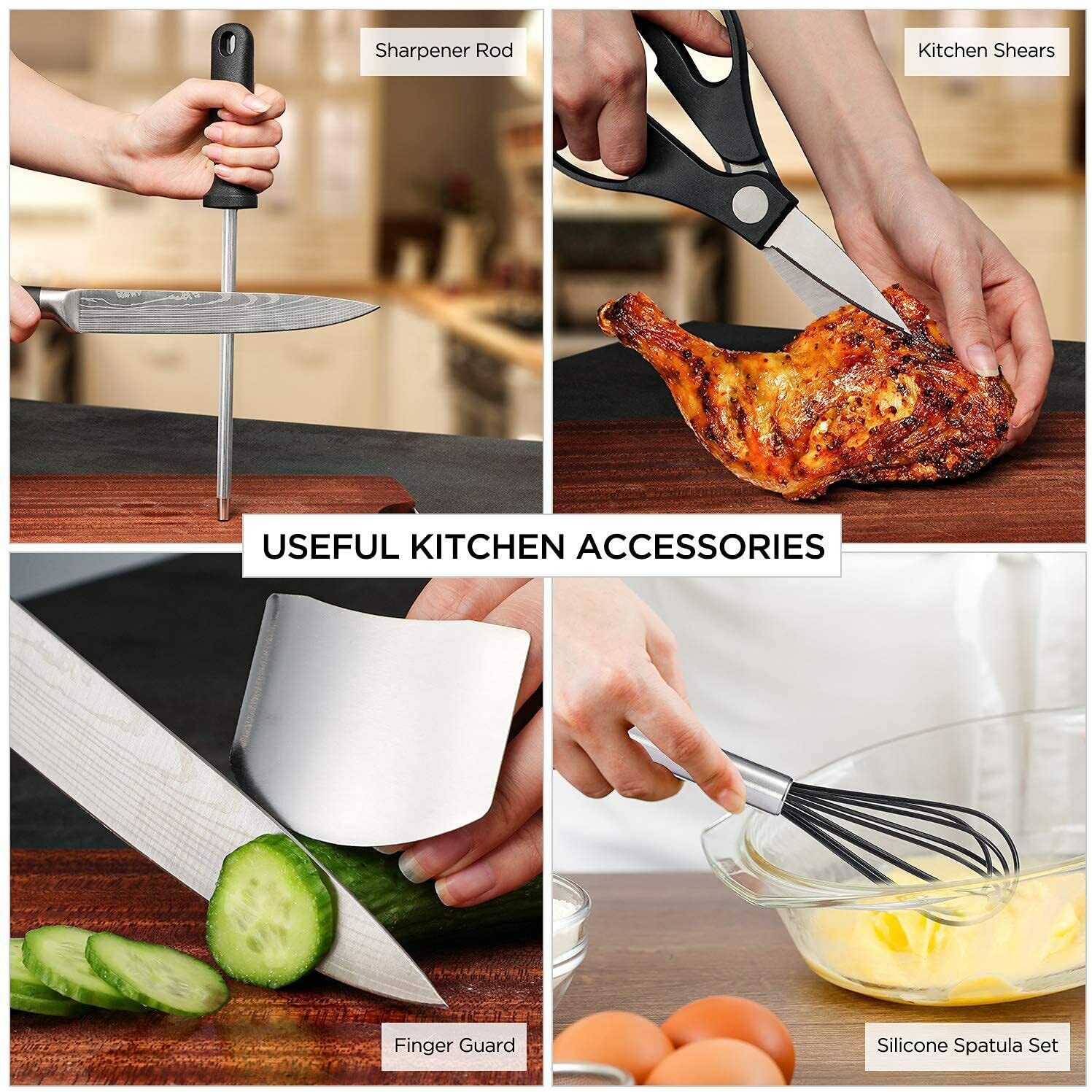 Knife Set, 23-Piece Kitchen Knife Set with Block Wooden German Stainless Steel - Fresh Stock Dated February 2026