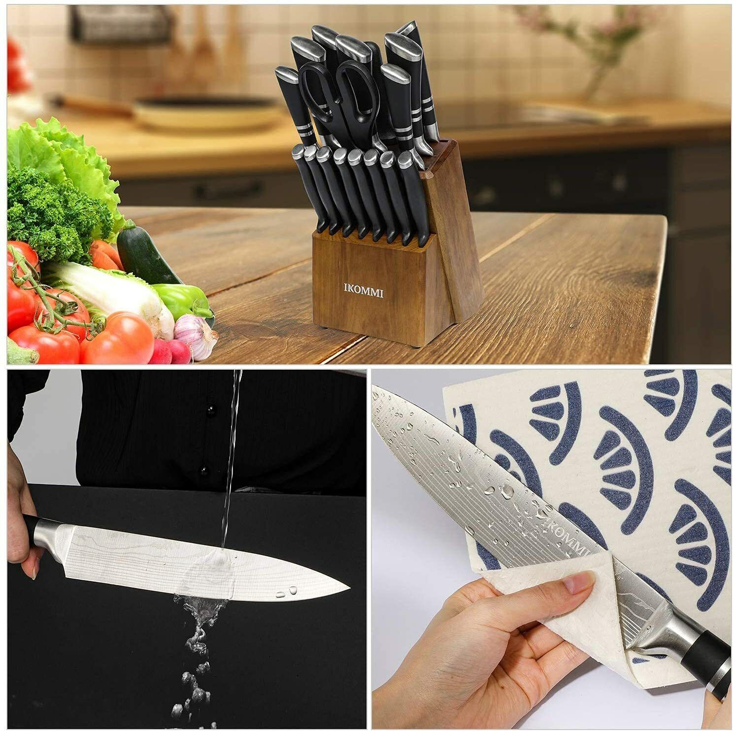 Knife Set, 23-Piece Kitchen Knife Set with Block Wooden German Stainless Steel - Fresh Stock Dated February 2026