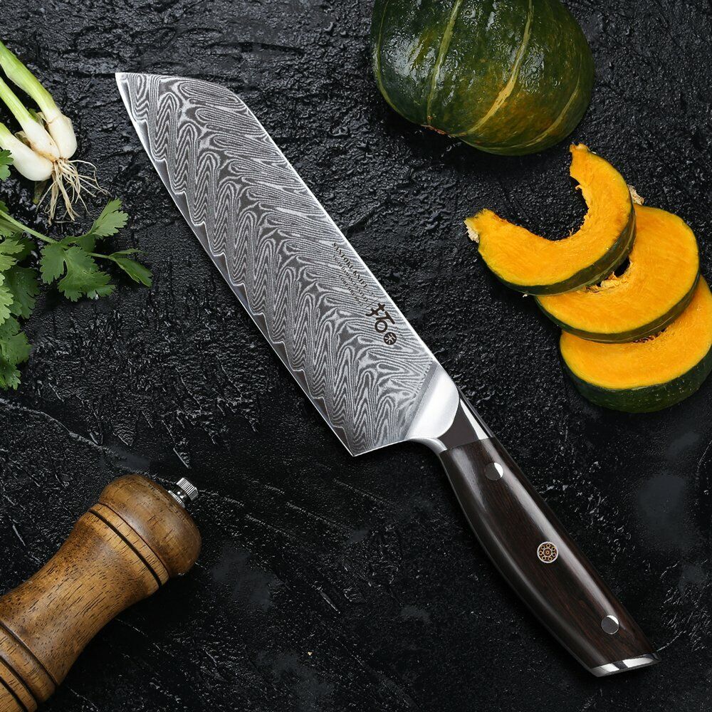 TURWHO 7in Santoku Knife 67-Layer Japanese VG10 Damascus Steel Kitchen Knife - Fresh Stock Dated February 2026