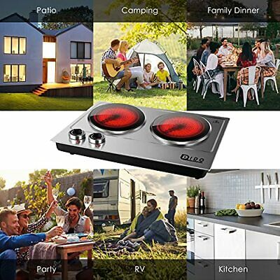 1800W Ceramic Electric Hot Plate for Cooking, Dual Infrared Double Hot Plates - Fresh Stock Dated February 2026