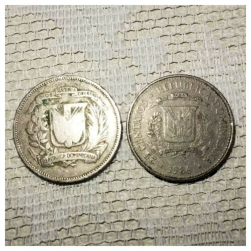 1967 & 1986 DOMINICAN REPUBLIC  25 CENTAVOS  VG+ - Fresh Stock Dated December 2025