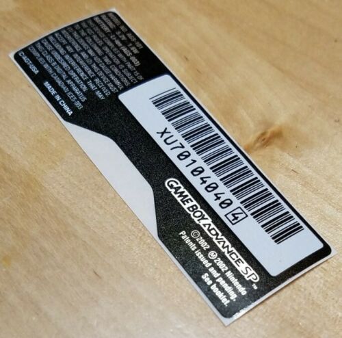 Nintendo Game Boy Advance GBA SP Model # AGS-101 Replacement Sticker Label  MINT - Fresh Stock Dated December 2025