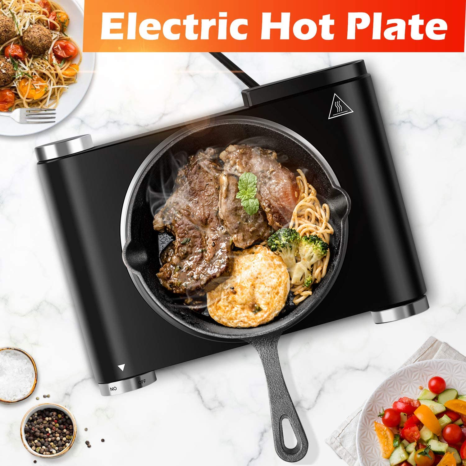 CUSIMAX Electric Burner Hot Plate for Cooking Cast Iron Hot Plates, Adjustable T - Fresh Stock Dated February 2026