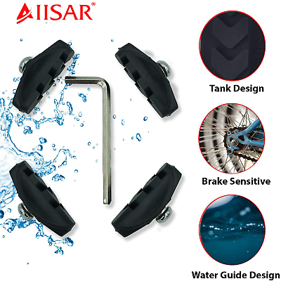 AIISAR Bike Brake Pads 2 Pairs of 50mm – Contemporary Designed C Shape Bike Part - Fresh Stock Dated December 2025