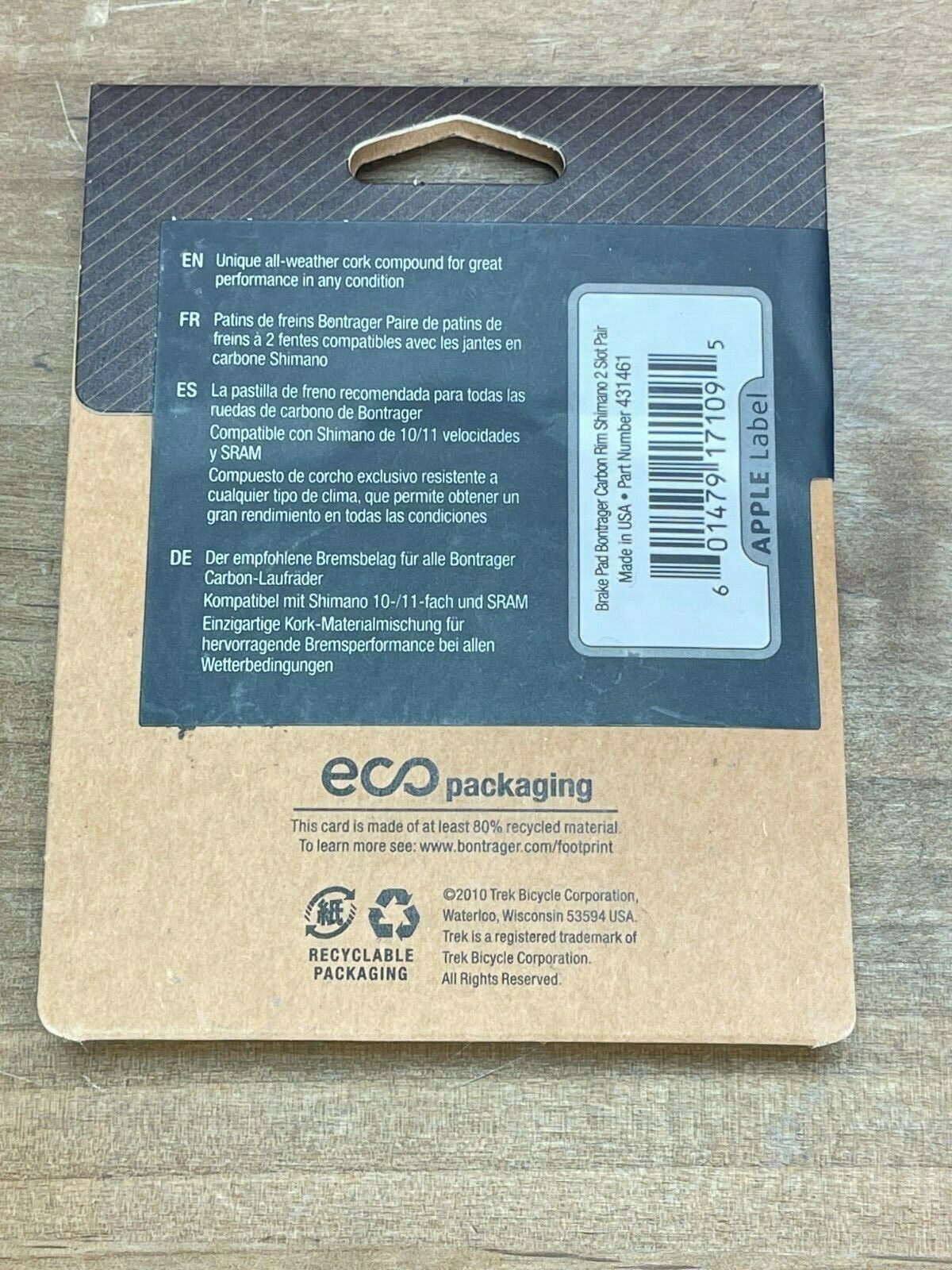 Bontrager Carbon Stop Cork Rim Brake Pads Shimano 2 Slot Pair - Fresh Stock Dated December 2025