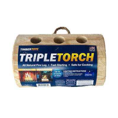 TimberTote TripleTorch One Log Campfire Fireplace Fire Wood Log with 3 Chimneys - Fresh Stock Dated December 2025