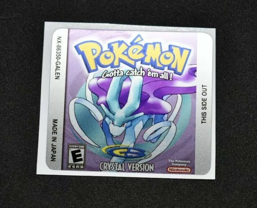 Gameboy Pokemon Crystal Version Replacement Label Decal foil Metalic Sticker - Fresh Stock Dated December 2025