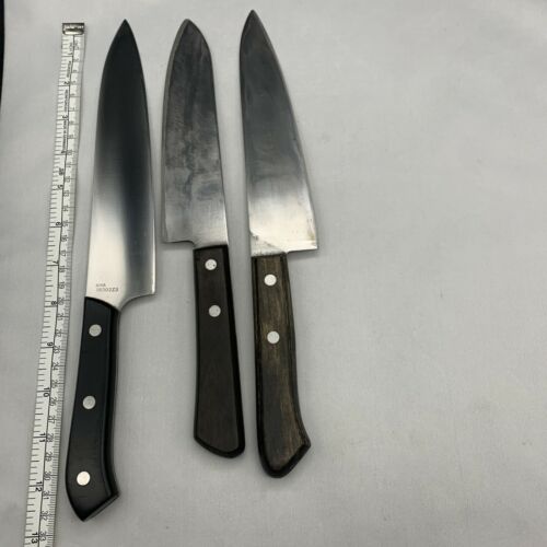 Damaged Lot of three Japanese Chef's Kitchen Knives  From Japan ST431 - Fresh Stock Dated January 2026